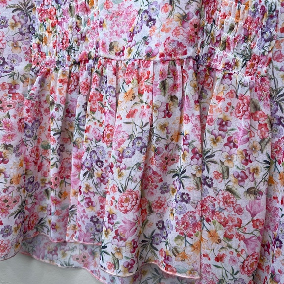 Zara | Chiffon Micro Ditsy Floral Peplum Bell Sleeve Lightweight Summer Blouse - Picture 9 of 15